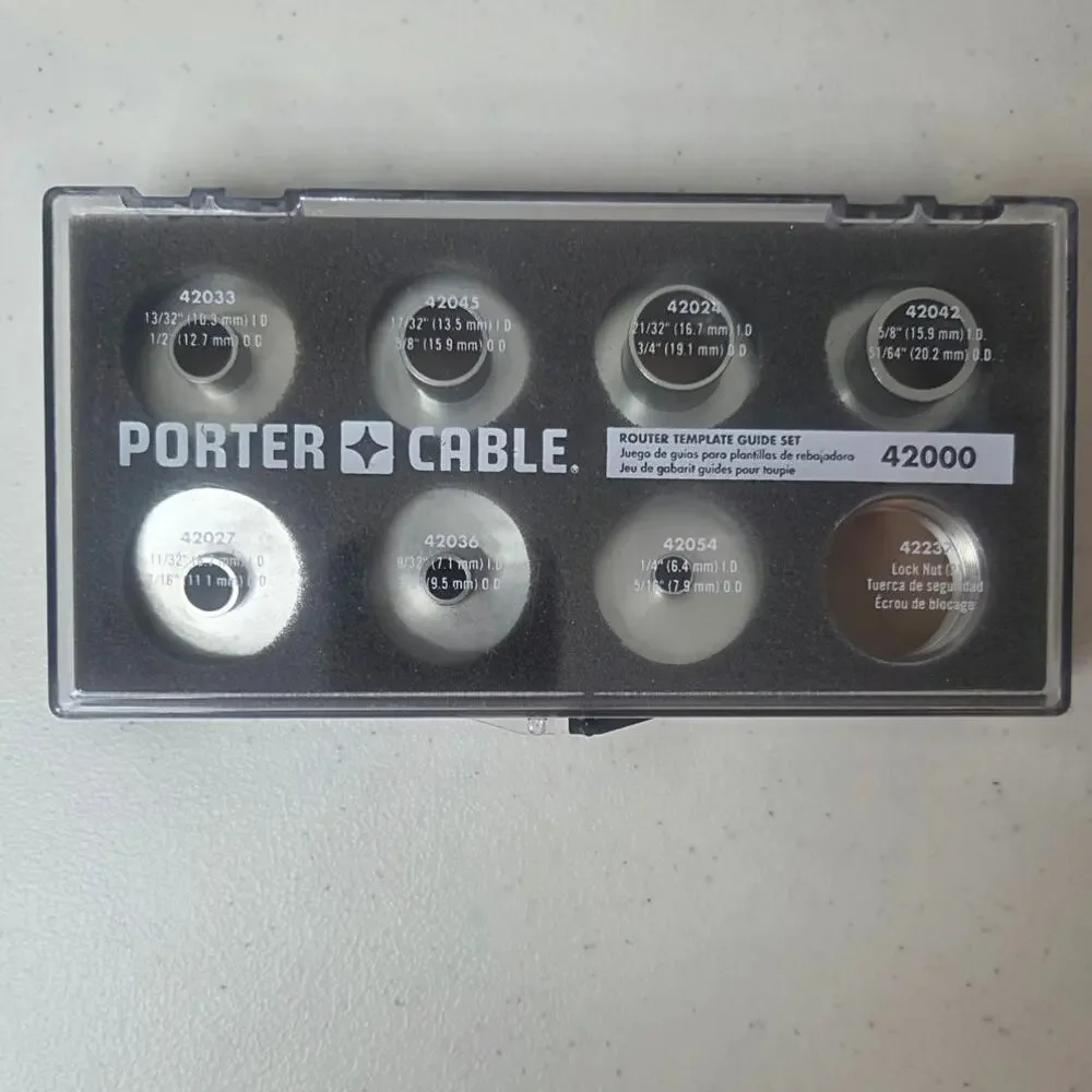 Porter Cable Router Templage Guide Set 42000 9 Piece Steel Set With Box NWOT